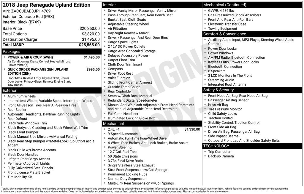 Used 2018 Jeep Renegade Sport w/ Power & Air Group image 13