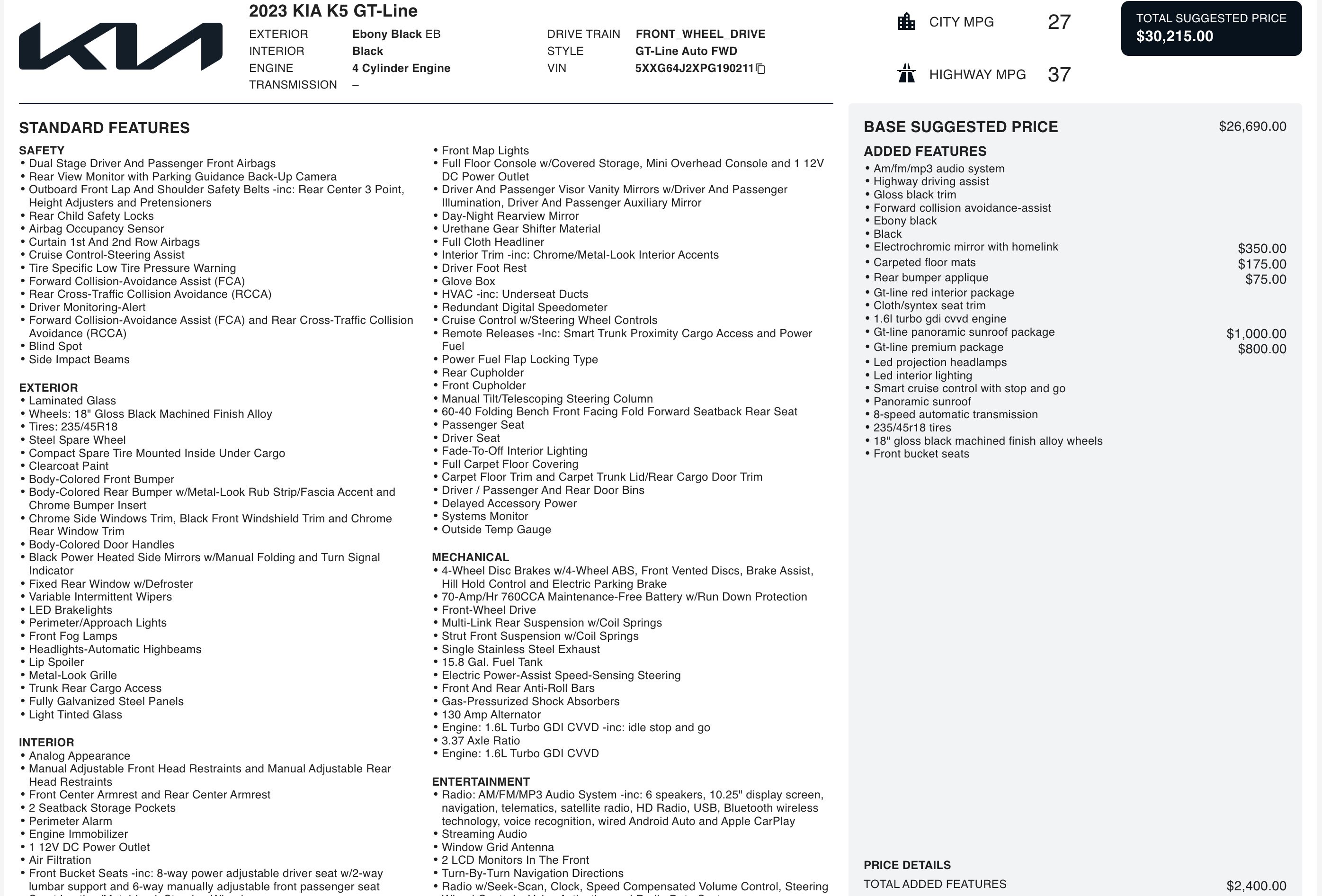 Used 2023 Kia K5 GT-Line image 2