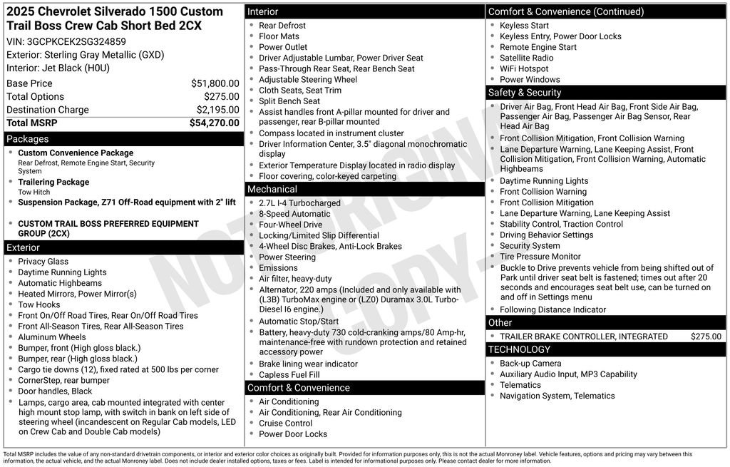 Used 2025 Chevrolet Silverado 1500 Custom Trail Boss AWD/4WD image 10