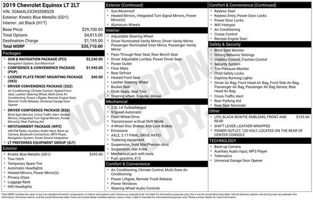 Used 2019 Chevrolet Equinox LT w/ Sun & Navigation Package FWD image 15