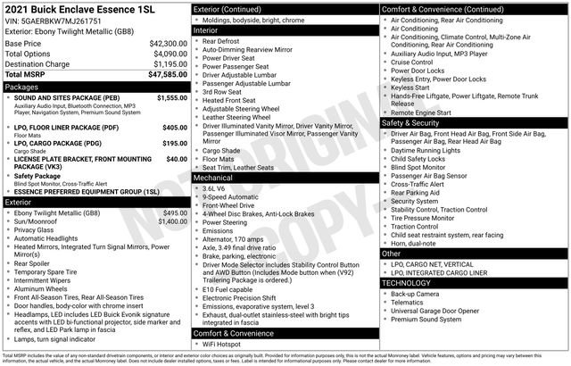 Certified 2021 Buick Enclave Essence w/ Sound and Sites Package image 32