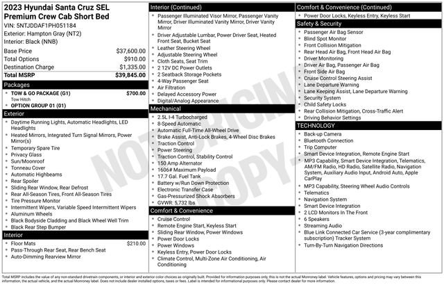 Used 2023 Hyundai Santa Cruz SEL Premium w/ Tow & Go Package AWD/4WD image 50