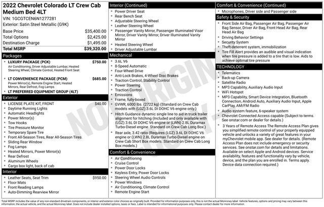 Used 2022 Chevrolet Colorado LT w/ Luxury Package AWD/4WD image 5