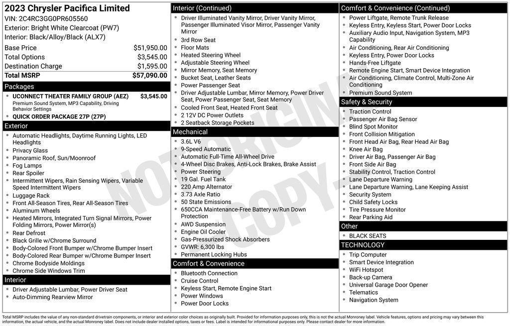 Used 2023 Chrysler Pacifica Limited w/ Uconnect Theater Family Group AWD/4WD image 46