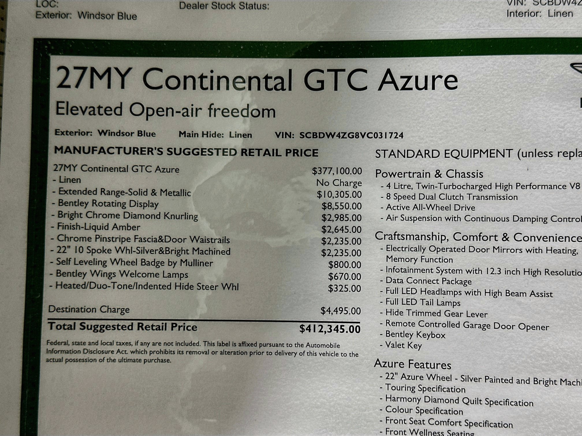 New 2027 Bentley Continental GTC AWD/4WD image 28