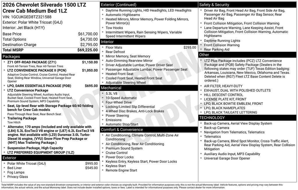 New 2026 Chevrolet Silverado 1500 LTZ w/ Z71 Off-Road Package AWD/4WD image 6