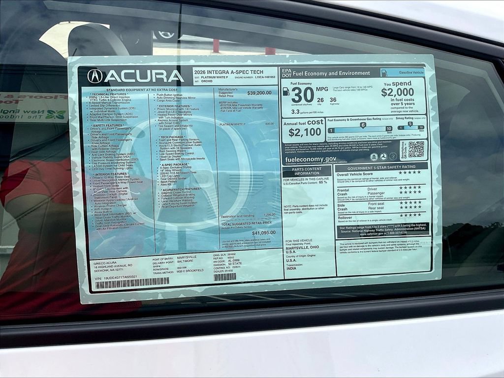 New 2026 Acura Integra A-Spec w/ Technology Package FWD image 14