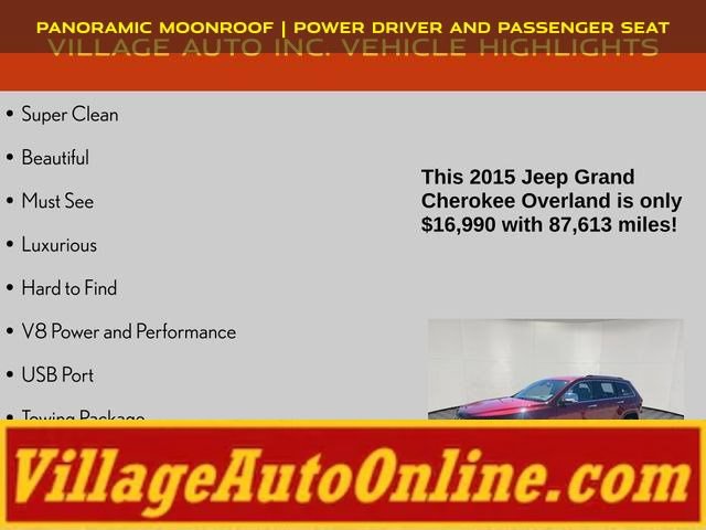 Used 2015 Jeep Grand Cherokee Overland w/ Advanced Technology Group AWD/4WD image 8