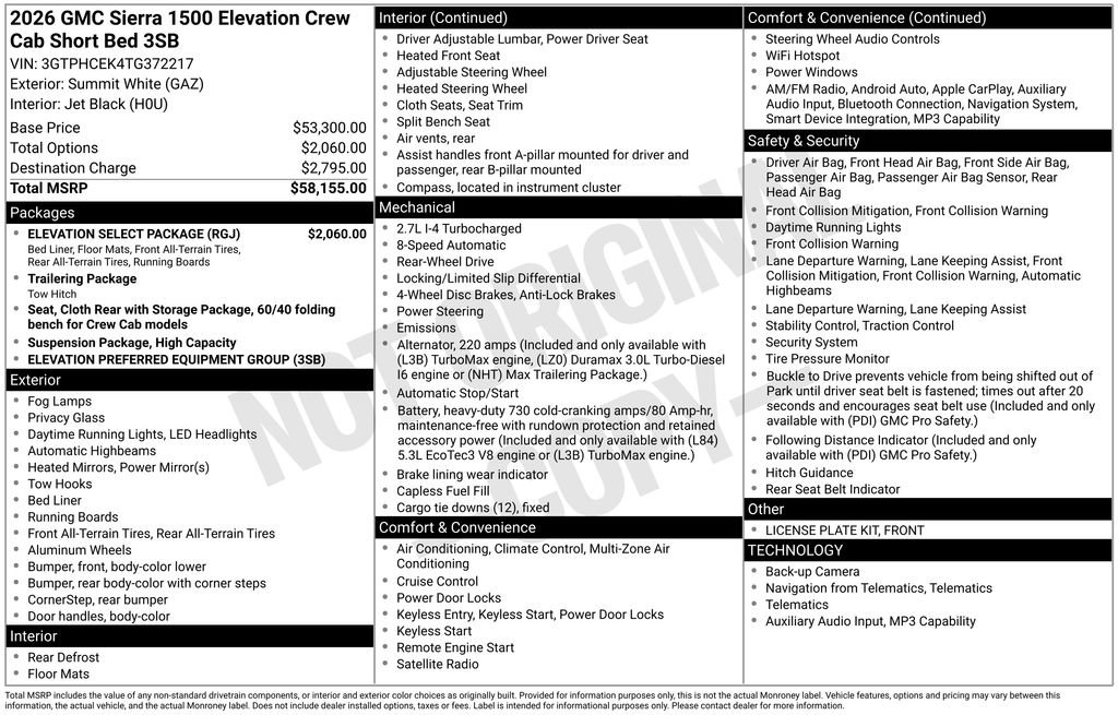 New 2026 GMC Sierra 1500 Elevation w/ Elevation Select Package RWD image 35