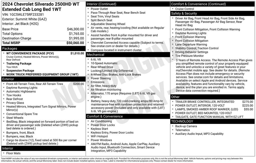 Used 2024 Chevrolet Silverado 2500 W/T w/ WT Convenience Package RWD image 6
