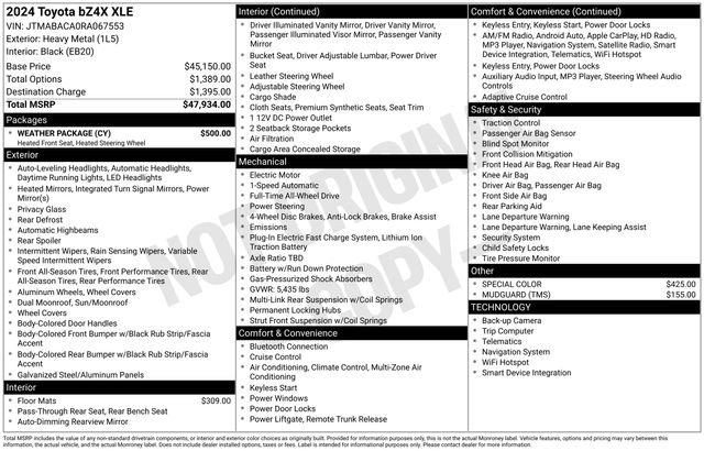 Used 2024 Toyota bZ4X XLE w/ Weather Package image 41