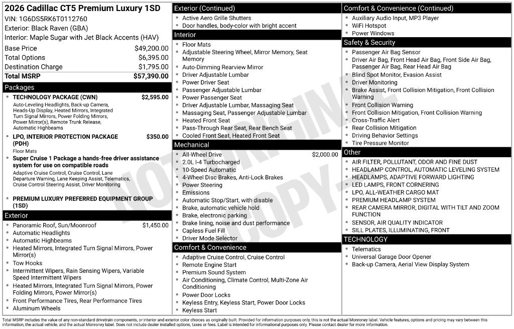 New 2026 Cadillac CT5 Premium Luxury w/ Technology Package AWD/4WD image 19