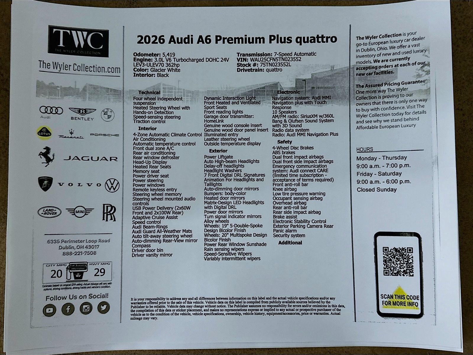Used 2026 Audi A6 Premium Plus w/ Premium Plus Package AWD/4WD image 45