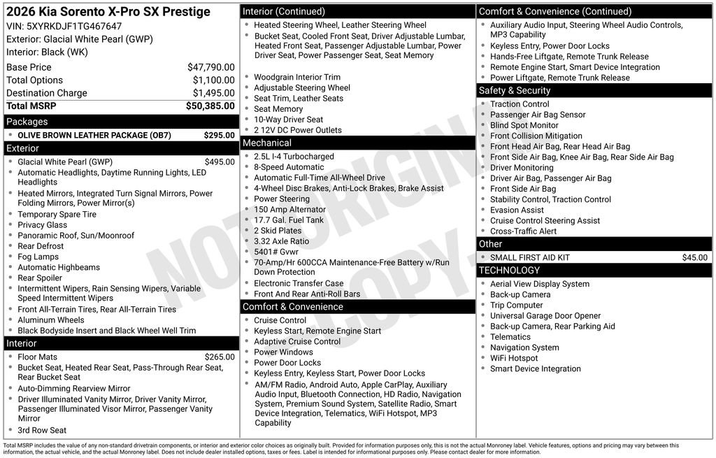 New 2026 Kia Sorento SX Prestige w/ Olive Brown Leather Package AWD/4WD image 5
