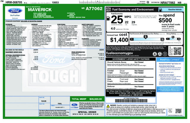Used 2022 Ford Maverick Lariat w/ Lariat Luxury Package AWD/4WD image 40