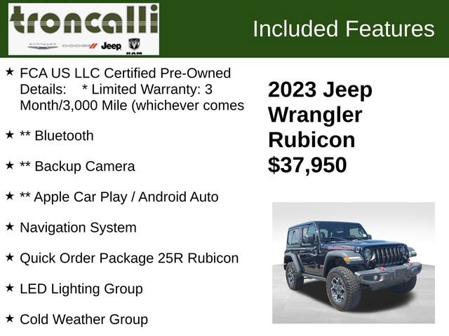 Certified 2023 Jeep Wrangler Rubicon w/ LED Lighting Group AWD/4WD image 5