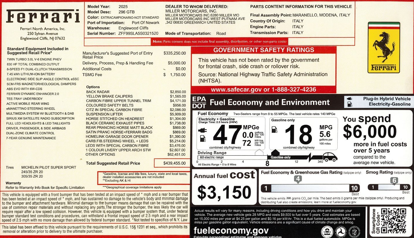 Certified 2025 Ferrari 296 GTB RWD image 2