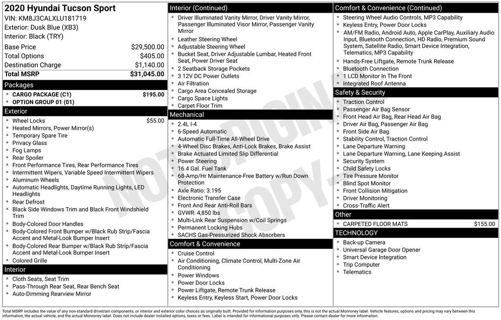 Used 2020 Hyundai Tucson Sport w/ Cargo Package AWD/4WD image 7