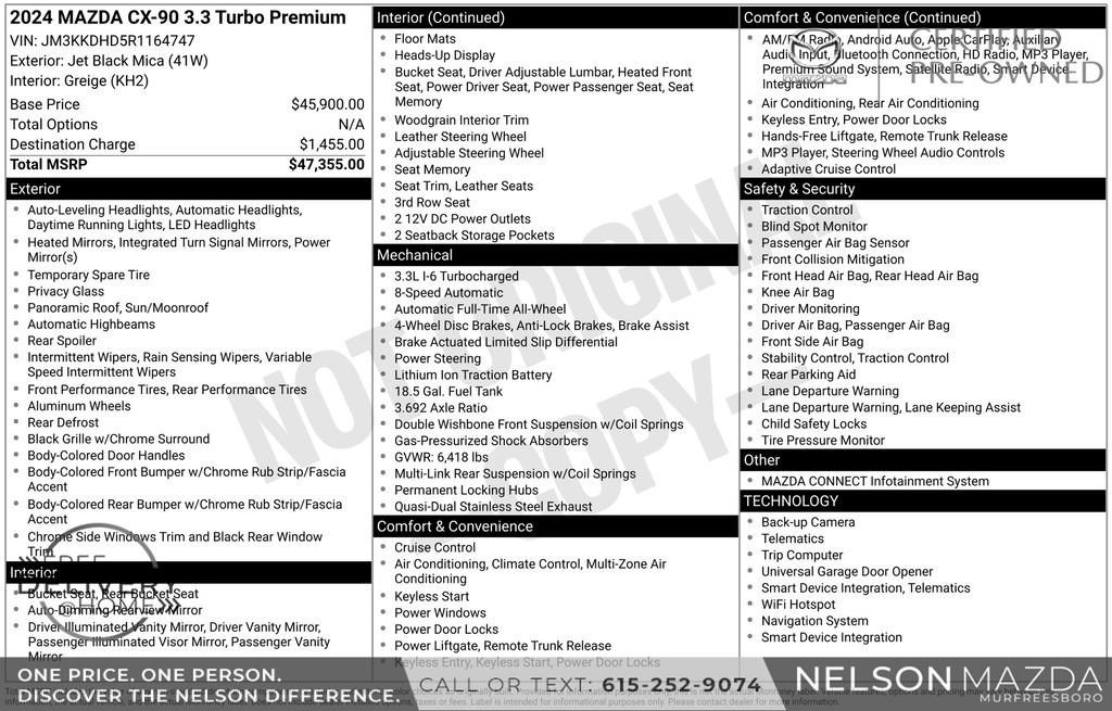 Certified 2024 MAZDA CX-90 3.3 Turbo w/ Premium Package image 2