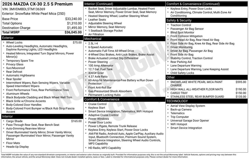 New 2026 MAZDA CX-30 AWD 2.5 S w/ Premium Package image 35