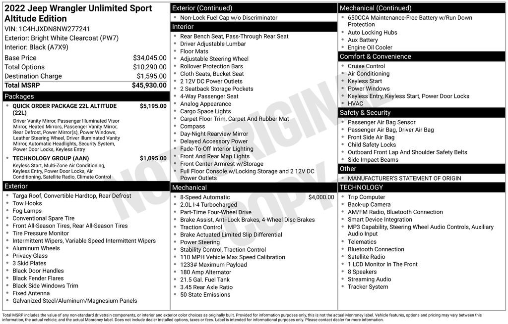Used 2022 Jeep Wrangler Unlimited Sport AWD/4WD image 15
