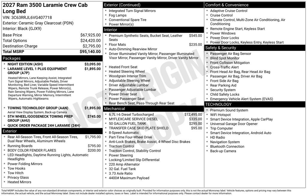 New 2027 RAM 3500 Laramie w/ Night Edition AWD/4WD image 2