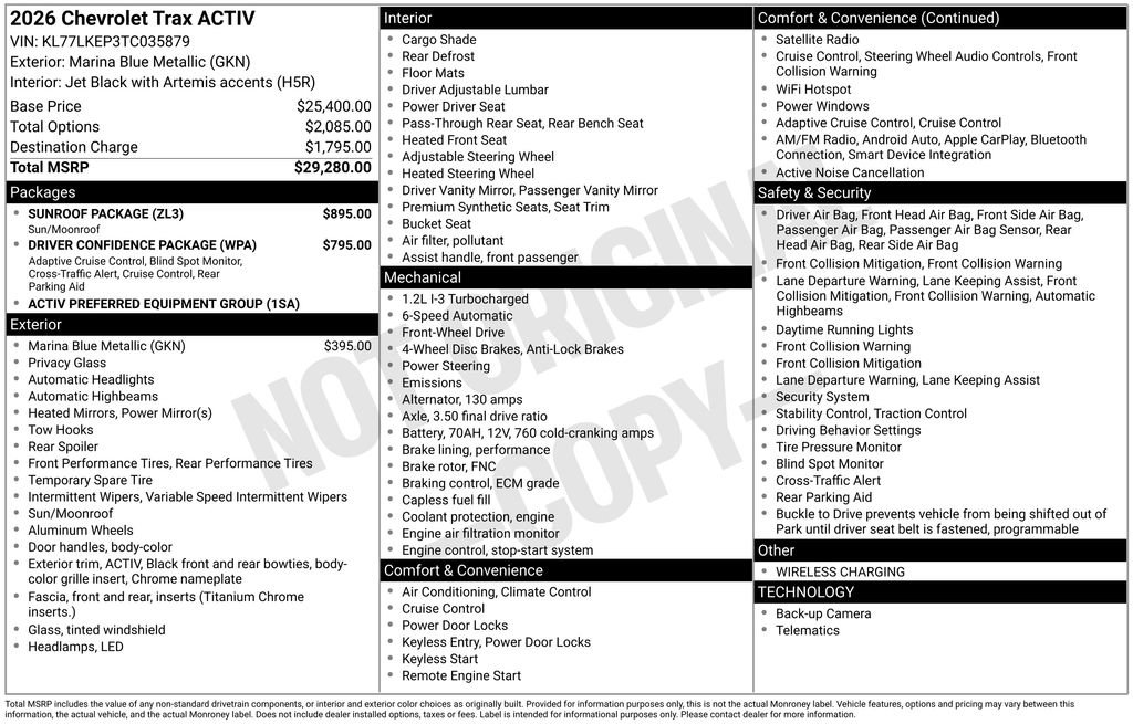 New 2026 Chevrolet Trax ACTIV w/ Sunroof Package FWD image 26