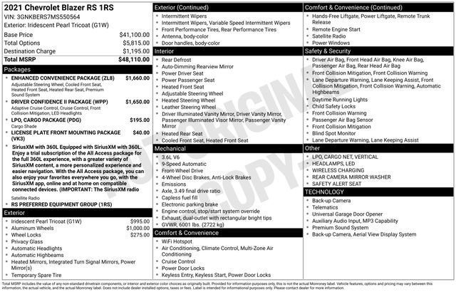 Used 2021 Chevrolet Blazer RS w/ Enhanced Convenience Package FWD image 35