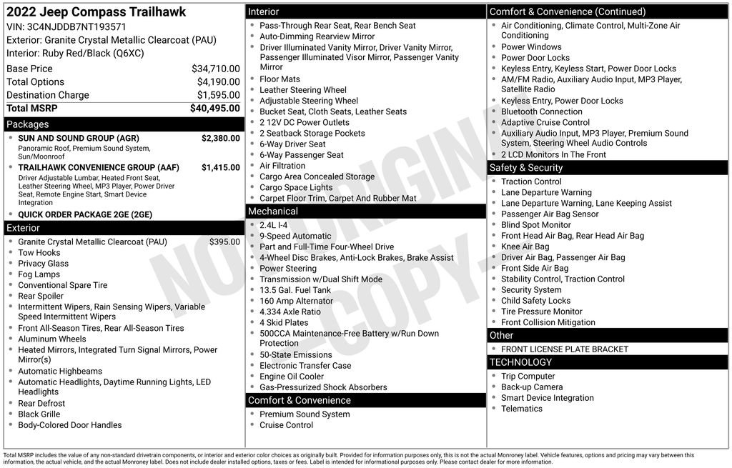 Used 2022 Jeep Compass Trailhawk w/ Sun and Sound Group image 24