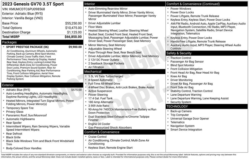 Certified 2023 Genesis GV70 3.5T Sport w/ Sport Prestige Package image 15