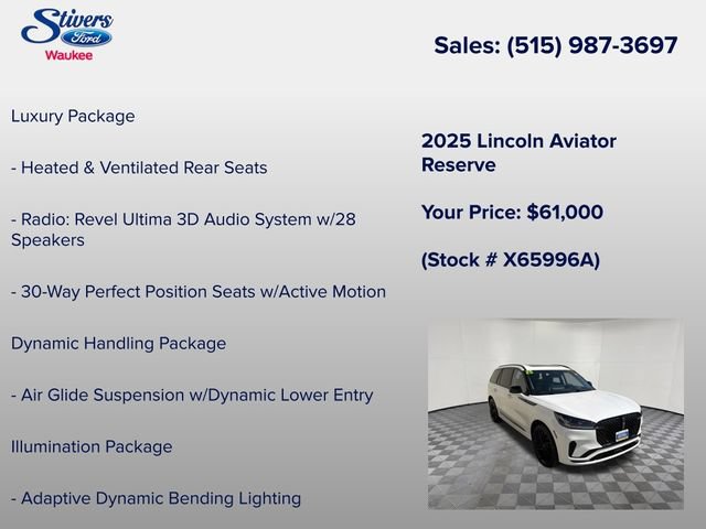 Certified 2025 Lincoln Aviator Reserve w/ Equipment Group 201A AWD/4WD image 16