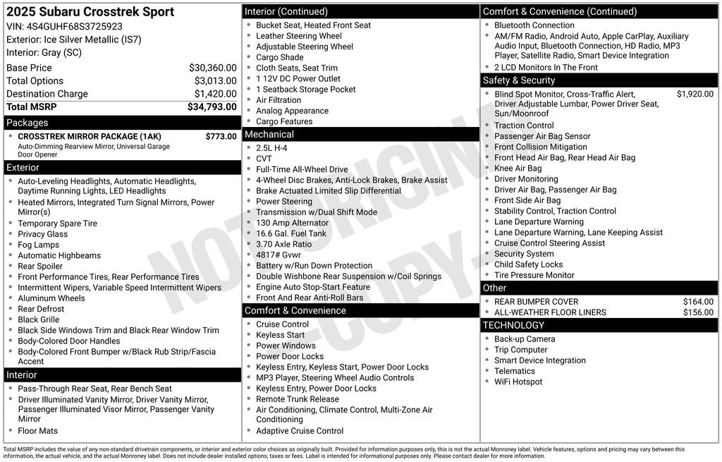 Certified 2025 Subaru Crosstrek 2.5i Sport w/ Crosstrek Mirror Package image 39