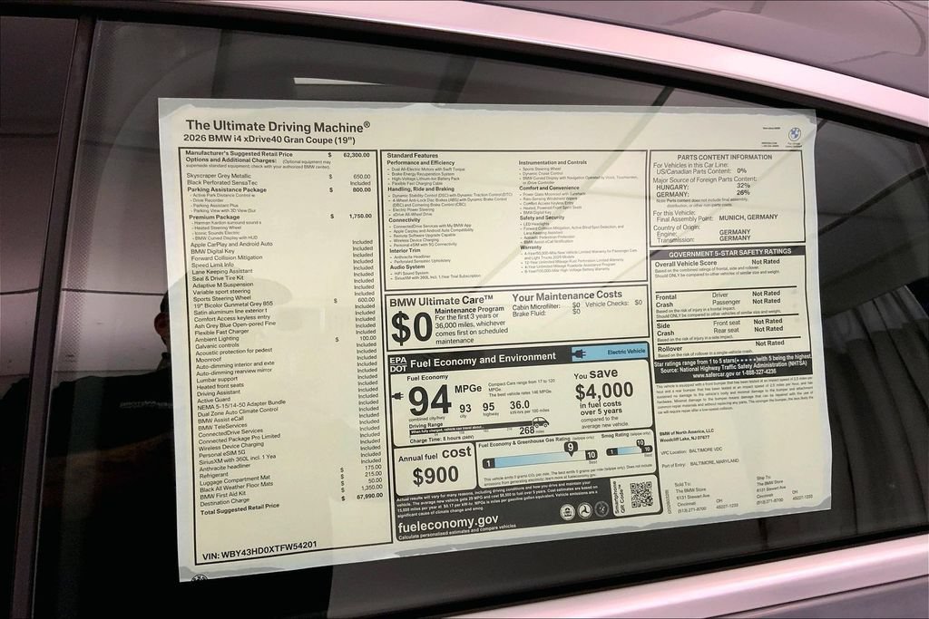 New 2026 BMW i4 xDrive40i w/ Premium Package AWD/4WD image 12