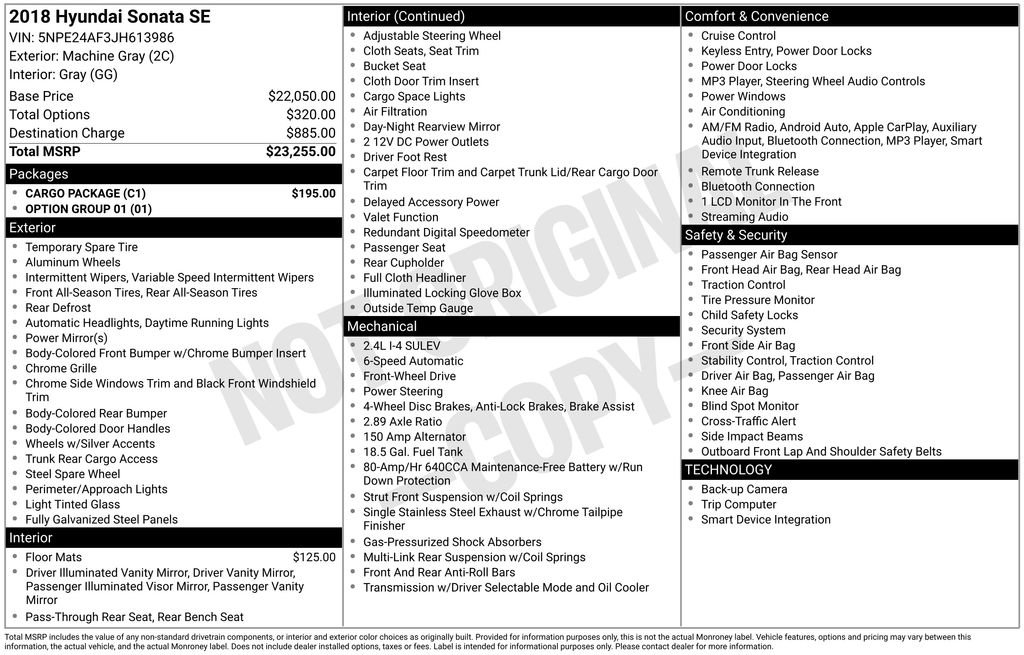 Used 2018 Hyundai Sonata SE w/ Cargo Package image 10