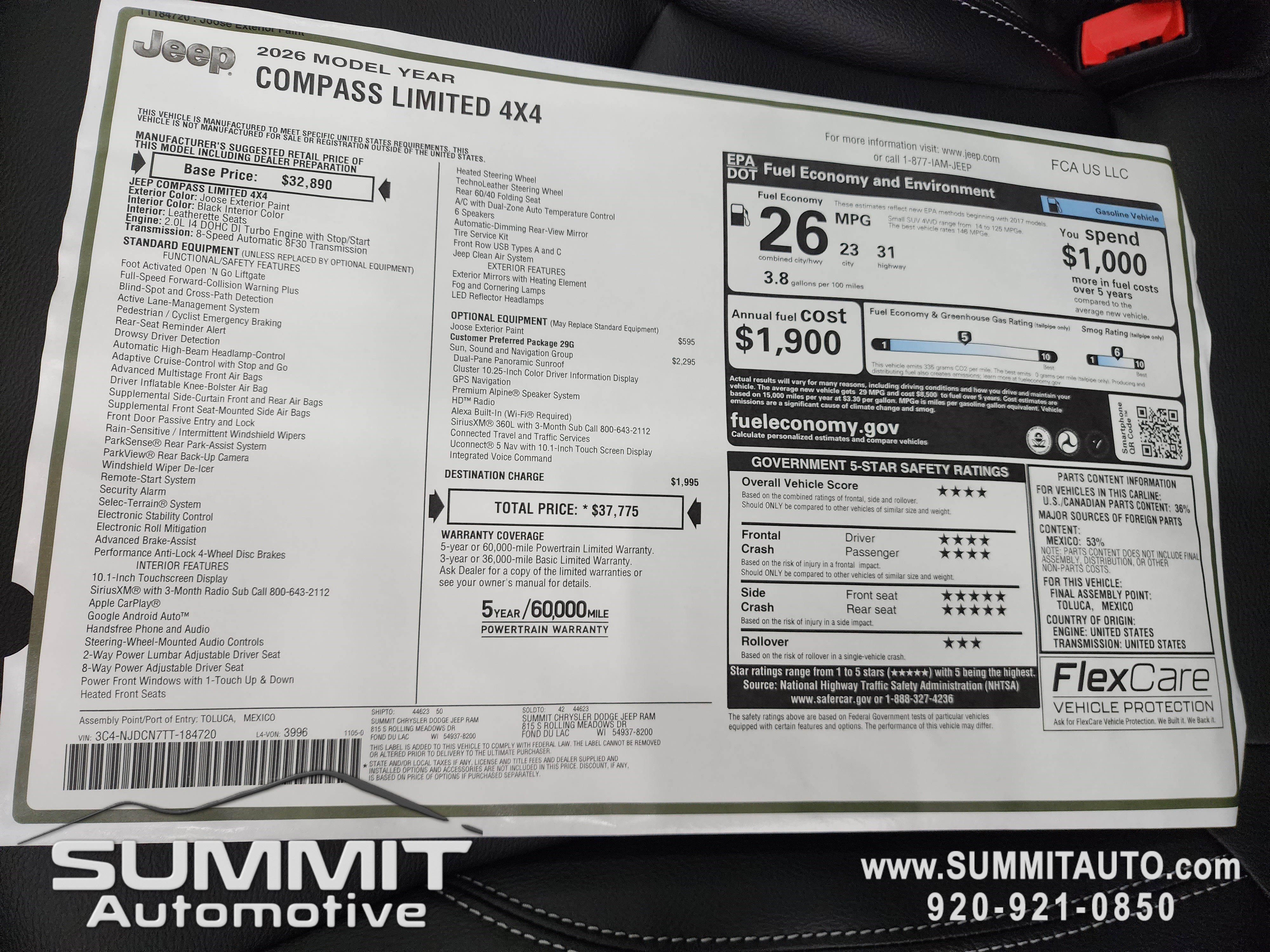 New 2026 Jeep Compass Limited w/ Sun, Sound & Navigation Group image 37