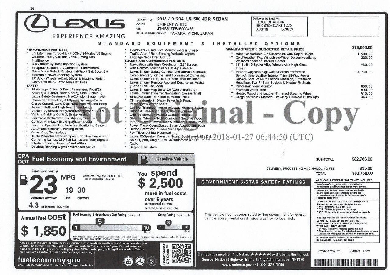 Used 2018 Lexus LS 500 w/ Interior Upgrade Package image 22