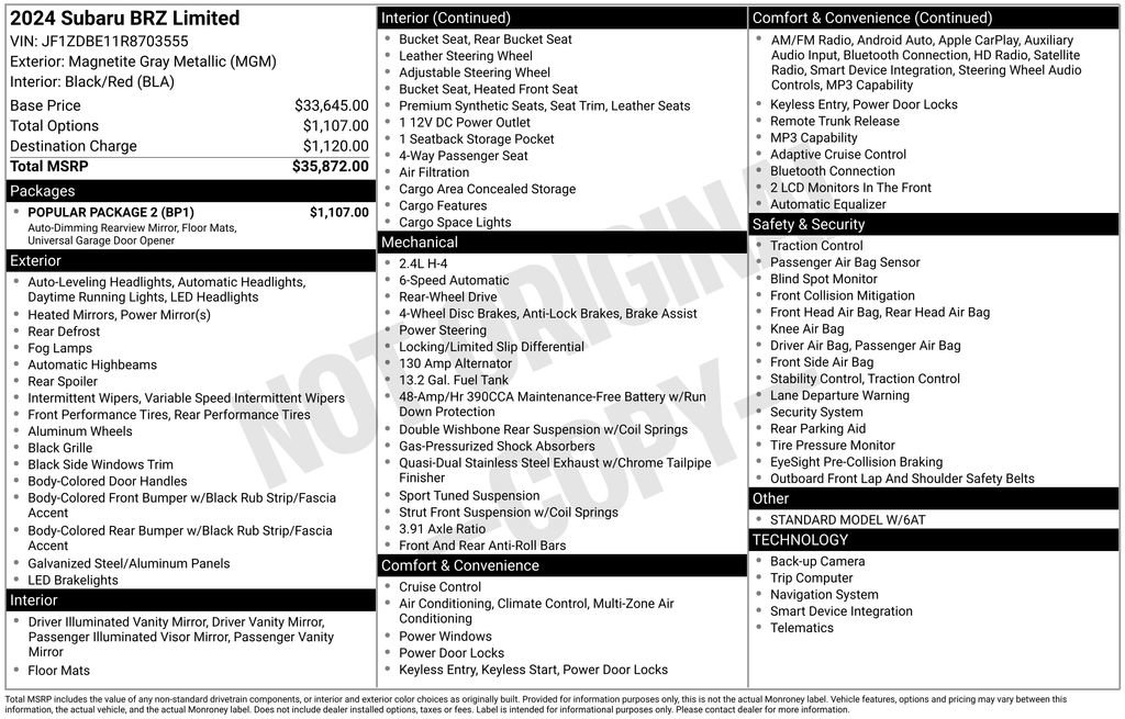 Used 2024 Subaru BRZ Limited w/ Popular Package 2 RWD video 2