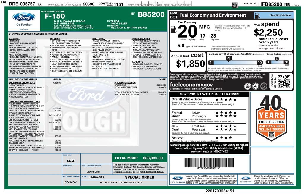 Used 2017 Ford F150 Lariat w/ Equipment Group 501A Mid AWD/4WD image 52