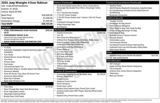 New 2026 Jeep Wrangler Unlimited Rubicon w/ Xtreme 35 Tire Package image 4