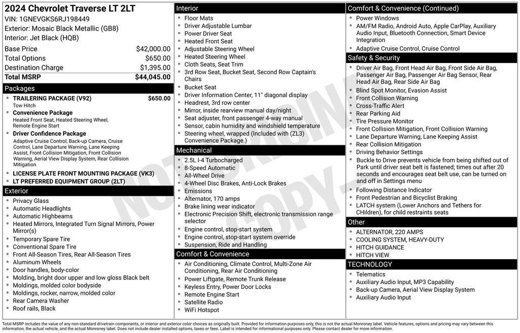 Used 2024 Chevrolet Traverse LT w/ Trailering Package AWD/4WD image 2