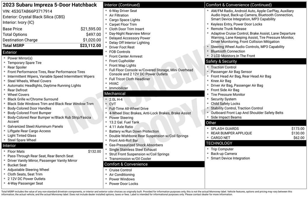Used 2023 Subaru Impreza 2.0i AWD/4WD image 9