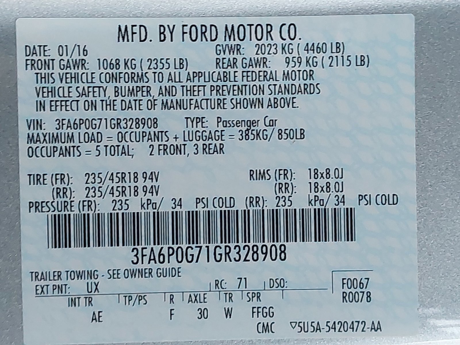 Used 2016 Ford Fusion S w/ Equipment Group 101A image 74