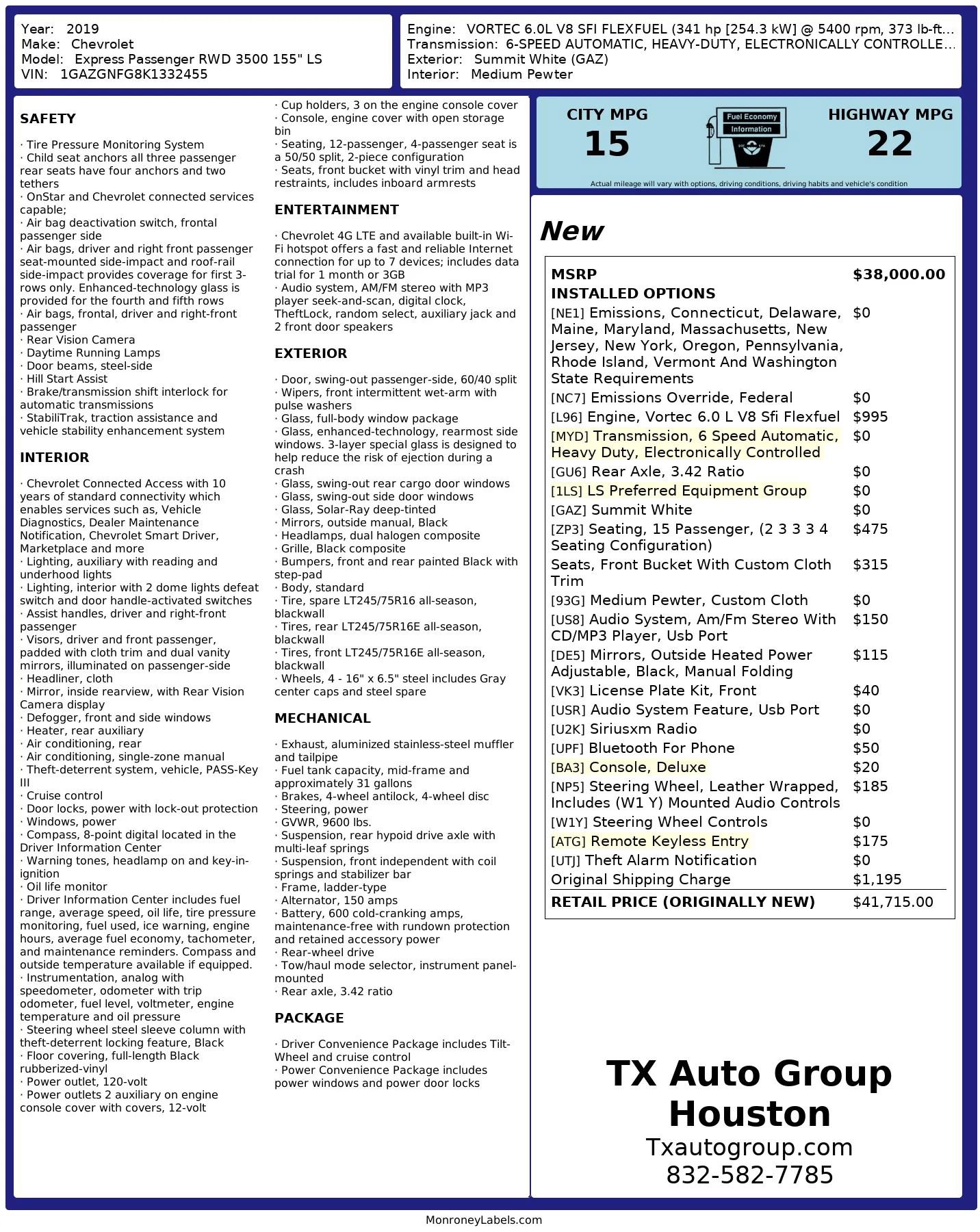 Used 2019 Chevrolet Express 3500 LS image 3