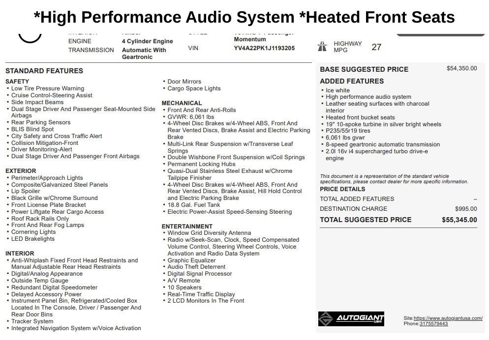 Used 2018 Volvo XC90 T6 Momentum w/ Momentum Plus Package AWD/4WD image 3