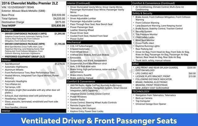 Used 2016 Chevrolet Malibu Premier w/ Driver Confidence Package II FWD image 54