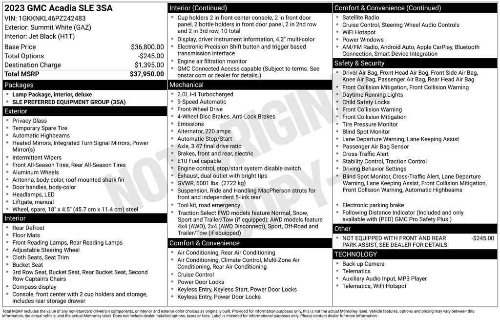 Used 2023 GMC Acadia SLE image 9