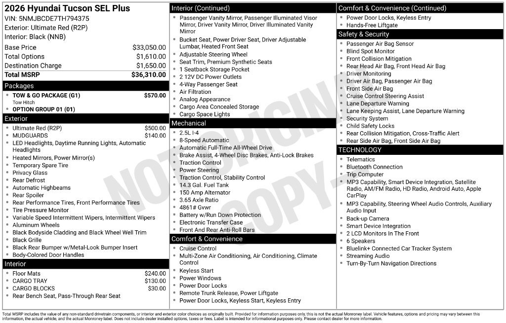 New 2026 Hyundai Tucson SEL Plus w/ Tow & Go Package AWD/4WD image 4