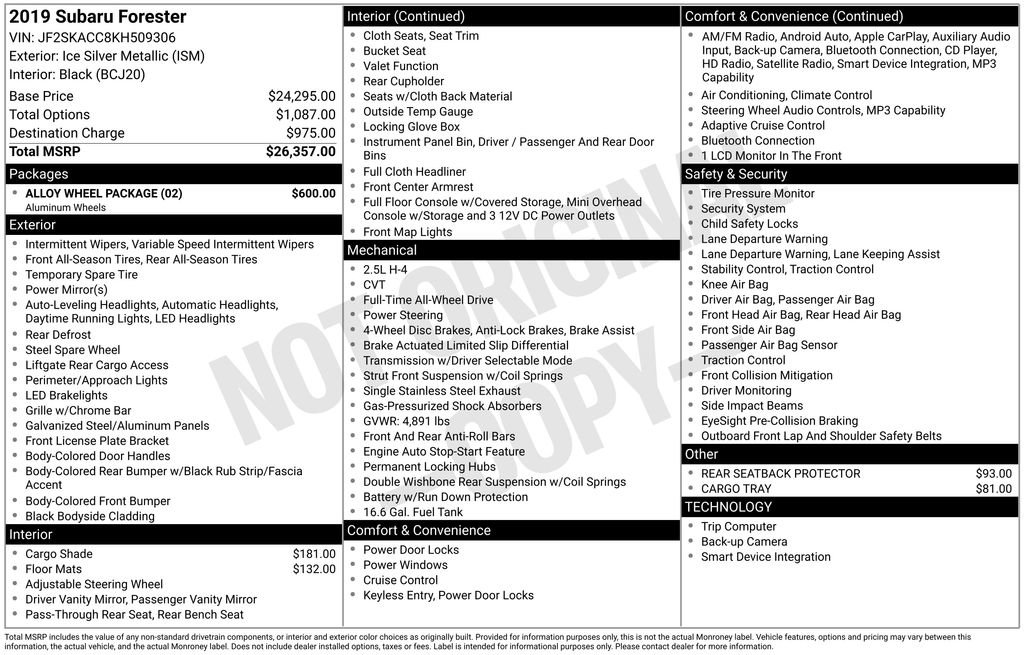 Used 2019 Subaru Forester Base w/ Alloy Wheel Package image 13