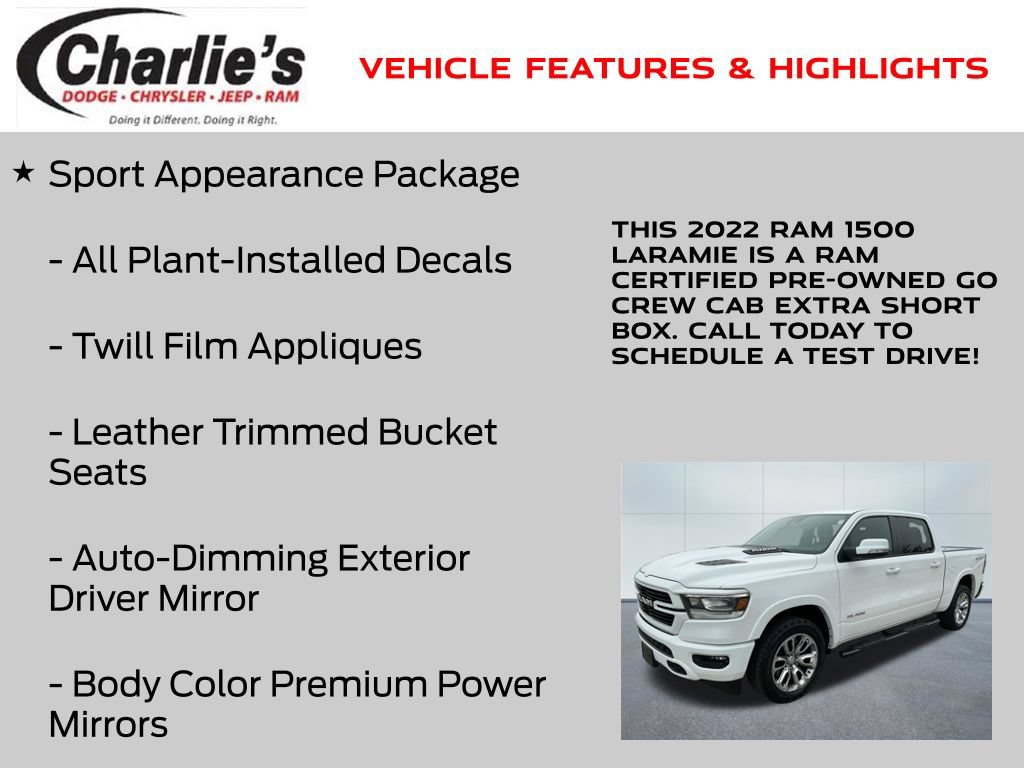 Certified 2022 RAM 1500 Laramie w/ Sport Appearance Package AWD/4WD image 20
