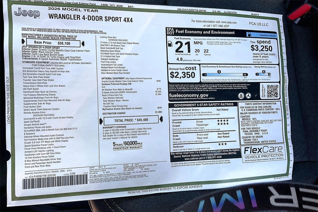 New 2026 Jeep Wrangler Sport image 14